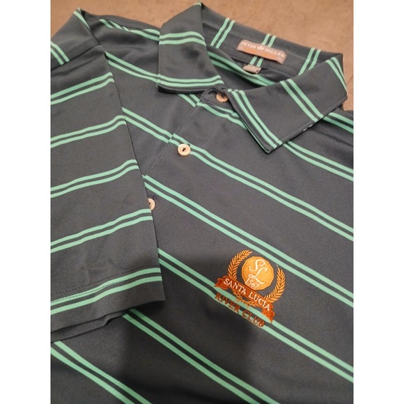 Peter Millar Other - Peter Millar Summer Comfort Polo Shirt Men's L Blue Striped Stretch SANTA LUCIA